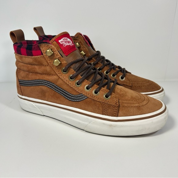 Vans SK8 Hi MTE Mens 7.5 Women’s 9 Scotchguard Brown Plaid Skate Hiking Shoes - Picture 4 of 15